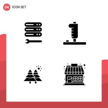 4 concepto de glifo sólido para sitios web móviles y aplicaciones servidor bosque juego web árboles elementos de diseño vectorial editables vector