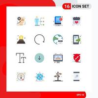 Group of 16 Flat Colors Signs and Symbols for secure medical user guard notice Editable Pack of Creative Vector Design Elements