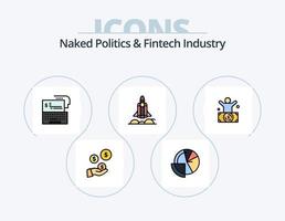 la política desnuda y la línea de la industria fintech llenaron el paquete de iconos 5 diseño de iconos. millonario. multimillonario criptomoneda Finanzas. analítica vector