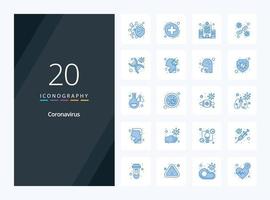 20 Coronavirus Blue Color icon for presentation vector