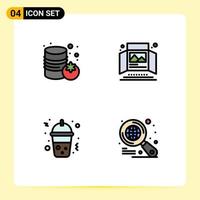 Universal Icon Symbols Group of 4 Modern Filledline Flat Colors of canned fast food ad print ad globe Editable Vector Design Elements