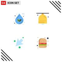 Group of 4 Modern Flat Icons Set for drop ring ecology bell down Editable Vector Design Elements