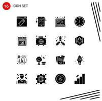 Universal Icon Symbols Group of 16 Modern Solid Glyphs of shop wall network interior message Editable Vector Design Elements