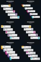 plantilla de diapositiva de presentación del paquete de infografías vectoriales 6 diagramas de ciclo de 5 pasos y líneas de tiempo vector