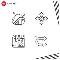 conjunto de línea de interfaz móvil de 4 pictogramas de diseño de interiores de negocios signo de ubicación seo elementos de diseño vectorial editables vector