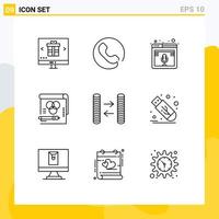 Set of 9 Commercial Outlines pack for paper rgb internet card web Editable Vector Design Elements