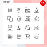 Modern Set of 16 Outlines and symbols such as clone christmas plant tree candle Editable Vector Design Elements