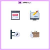 4 User Interface Flat Icon Pack of modern Signs and Symbols of internet board web security display medicine Editable Vector Design Elements