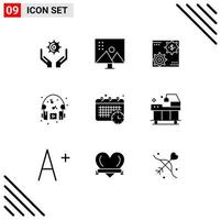 9 Thematic Vector Solid Glyphs and Editable Symbols of hobby profit photo retouching money make Editable Vector Design Elements