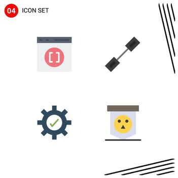 Set of 4 Commercial Flat Icons pack for browser setting development link board Editable Vector Design Elements