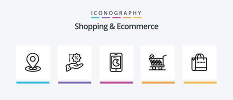 Shopping And Ecommerce Line 5 Icon Pack Including bag. groceries. purse. basket. store. Creative Icons Design vector