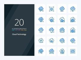 20 Cloud Technology Blue Color icon for presentation vector