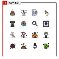 Universal Icon Symbols Group of 16 Modern Flat Color Filled Lines of beach gestures chart finger valuation Editable Creative Vector Design Elements