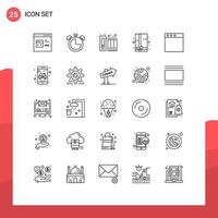 25 Universal Line Signs Symbols of mac gift box timer present history Editable Vector Design Elements