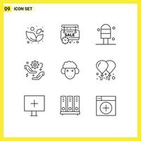 9 User Interface Outline Pack of modern Signs and Symbols of spring lamb ice easter configuration Editable Vector Design Elements