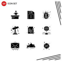 Pictogram Set of 9 Simple Solid Glyphs of contract sign day startup map Editable Vector Design Elements