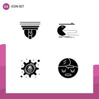 4 Universal Solid Glyphs Set for Web and Mobile Applications camera cyber crime cam game security Editable Vector Design Elements