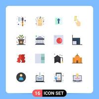 Pack of 16 creative Flat Colors of investment down easter up gestures Editable Pack of Creative Vector Design Elements