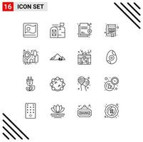 Group of 16 Outlines Signs and Symbols for blood pressure operator interface file book app Editable Vector Design Elements