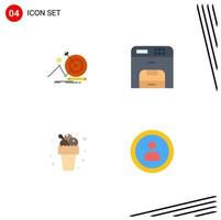 4 Creative Icons Modern Signs and Symbols of target meal focus machine summer Editable Vector Design Elements