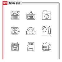 Set of 9 Modern UI Icons Symbols Signs for control valentines open love card Editable Vector Design Elements