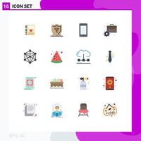 Flat Color Pack of 16 Universal Symbols of data finance phone business samsung Editable Pack of Creative Vector Design Elements