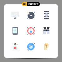 Set of 9 Modern UI Icons Symbols Signs for secure read server mobile scan Editable Vector Design Elements