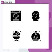 User Interface Pack of 4 Basic Solid Glyphs of bubble cafe help skull of death food Editable Vector Design Elements