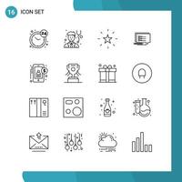 16 Creative Icons Modern Signs and Symbols of money accountant favorite write sms Editable Vector Design Elements