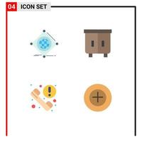 4 Thematic Vector Flat Icons and Editable Symbols of iot call of drawer information Editable Vector Design Elements