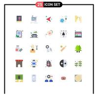 25 User Interface Flat Color Pack of modern Signs and Symbols of brain light bulb arrows light protection Editable Vector Design Elements