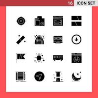 Mobile Interface Solid Glyph Set of 16 Pictograms of design image internet frame search Editable Vector Design Elements