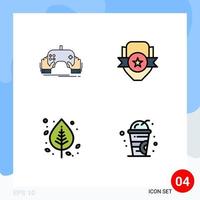 Mobile Interface Filledline Flat Color Set of 4 Pictograms of game sport entertainment club birch Editable Vector Design Elements