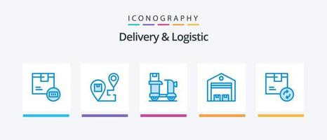 Delivery And Logistic Blue 5 Icon Pack Including shipping. delivery. map. product. delivery. Creative Icons Design vector