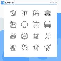 Editable Vector Line Pack of 16 Simple Outlines of protection gdpr hot bath bangladesh cart Editable Vector Design Elements