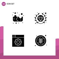 Pictogram Set of 4 Simple Solid Glyphs of education no diet premium web healthy Editable Vector Design Elements