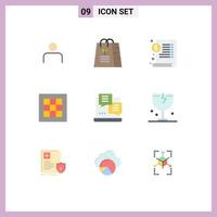 Universal Icon Symbols Group of 9 Modern Flat Colors of software drawing shopping graph dollar Editable Vector Design Elements