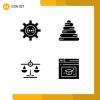 4 User Interface Solid Glyph Pack of modern Signs and Symbols of coding justice development pyramid scale Editable Vector Design Elements