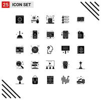 Modern Set of 25 Solid Glyphs Pictograph of profile graphs medicine skills spa Editable Vector Design Elements