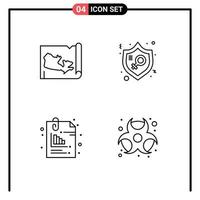 Pictogram Set of 4 Simple Filledline Flat Colors of map document feminism protection office Editable Vector Design Elements