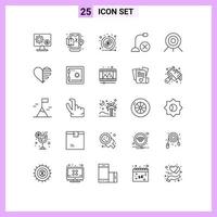 Pack of 25 creative Lines of gadget computers life token cryptocurrency Editable Vector Design Elements