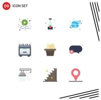 Flat Color Pack of 9 Universal Symbols of comment box planet mail oven Editable Vector Design Elements
