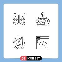 Set of 4 Modern UI Icons Symbols Signs for balance paper level game plane Editable Vector Design Elements