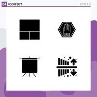 Modern Set of Solid Glyphs and symbols such as grid presentation hand warning income Editable Vector Design Elements