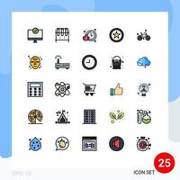 conjunto de 25 iconos de interfaz de usuario modernos signos de símbolos para interfaz de cristalería de laboratorio de usuario de bicicleta ver elementos de diseño vectorial editables vector