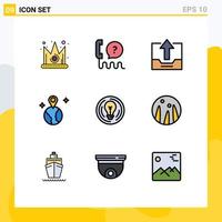 Set of 9 Modern UI Icons Symbols Signs for bulb map support world office Editable Vector Design Elements