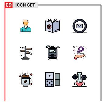 Modern Set of 9 Filledline Flat Colors and symbols such as direction web bowl online development Editable Vector Design Elements