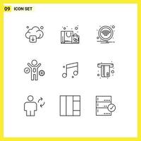 Modern Set of 9 Outlines Pictograph of sound audio technology process business Editable Vector Design Elements