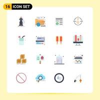 Group of 16 Flat Colors Signs and Symbols for technology ambient folder ui document Editable Pack of Creative Vector Design Elements