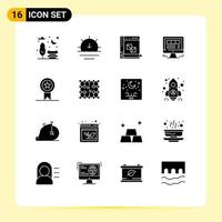 16 Universal Solid Glyphs Set for Web and Mobile Applications badges internet develop website browser Editable Vector Design Elements